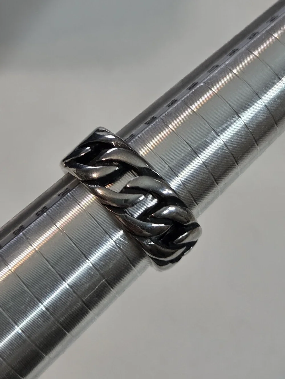 stainless steal Chunky Silver Chain Link Ring mens sz 10 brutalist masculine